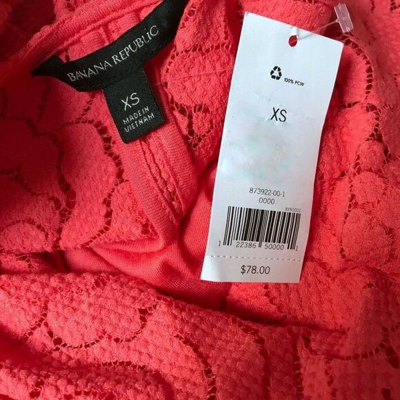 Banana Republic Womens Orange Floral Lace Flutter Sleeve Top w Cami  Sz XS NEW - Picture 7 of 7